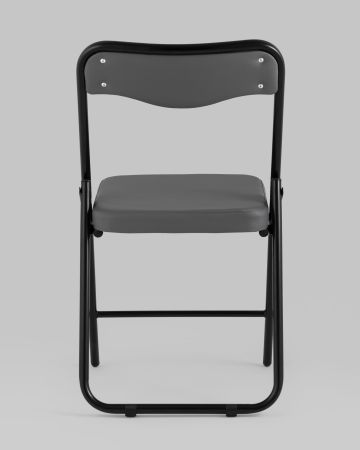 Складной стул Джонни экокожа серый каркас черный матовый