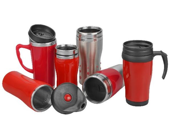 Термокружка  0.4 л красная, нержавеющая сталь / пластик