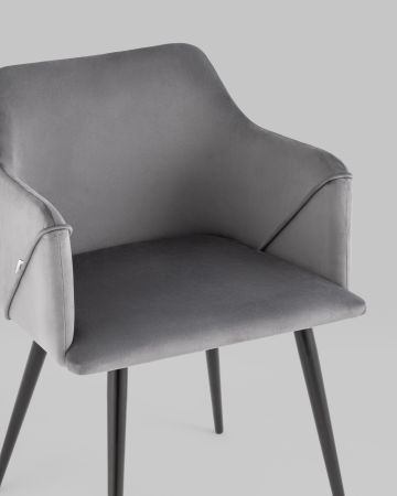 Стул с подлокотниками Джоэл велюр серый