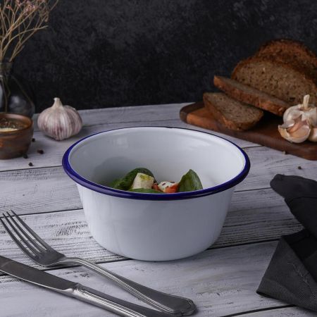 Салатник 1250 мл d 17,5 см h8 см Blue Rim эмалированая сталь SUNNEX [1]