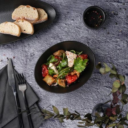 Салатник 450 мл 19*14,5 см h6,4 см Wave Up Smooth Black Raw Stellar P.L. Proff Cuisine [6]