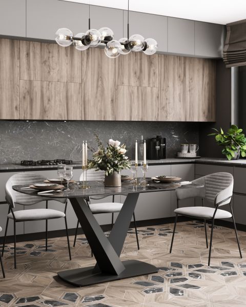 Стол обеденный Аврора 160*90 керамика черная