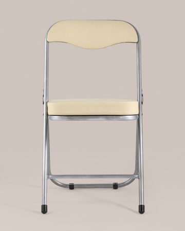Стул складной мягкий ДЖОН металлик, кремовый