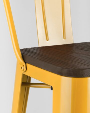Стул барный TOLIX WOOD со спинкой желтый