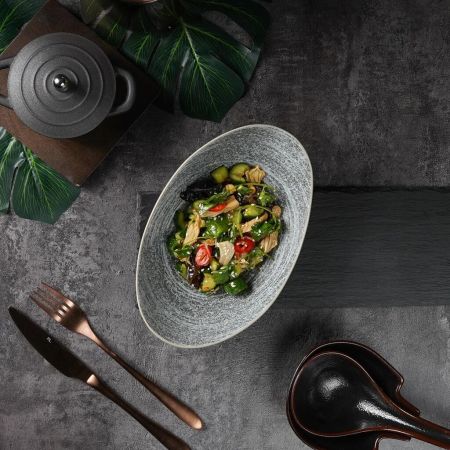 Салатник 400 мл 22,5*13 см h4,7 см глазурь Side Up Glossy Stone Untouched Taiga P.L. [1]