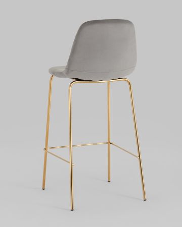 Стул барный Валенсия SN велюр серый золотые ножки