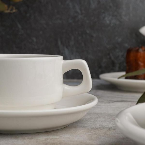 Кофейная пара 100 мл белая фарфор Stackable P.L. Proff Cuisine [6]