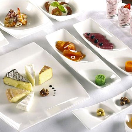 Тарелка RAK Porcelain Mazza прямоугольная, 2 секции, 32*10 см