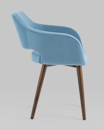 Стул с подлокотниками Саймон велюр пыльно-голубой