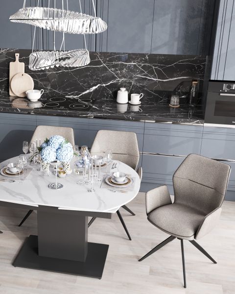 Стол обеденный Хлоя раскладной 120-180*90 керамика светлая