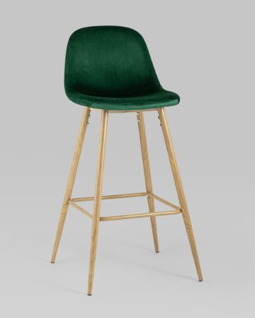 Стул барный Валенсия велюр зеленый ножки цвет дерево
