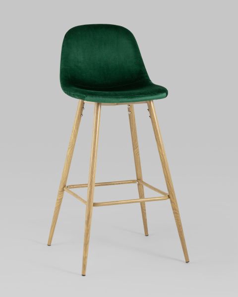 Стул барный Валенсия велюр зеленый ножки цвет дерево