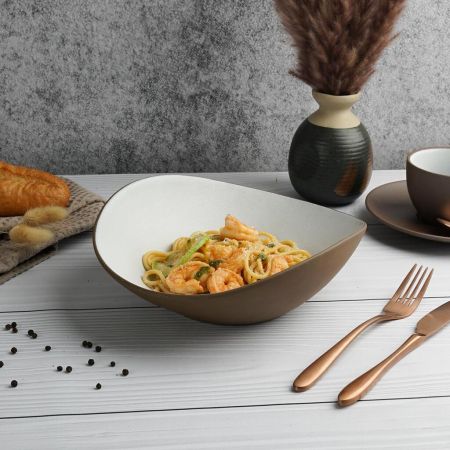 Салатник 800 мл 24*20,7 cм h8 cм White Matt New Brown Taiga P.L. [3]