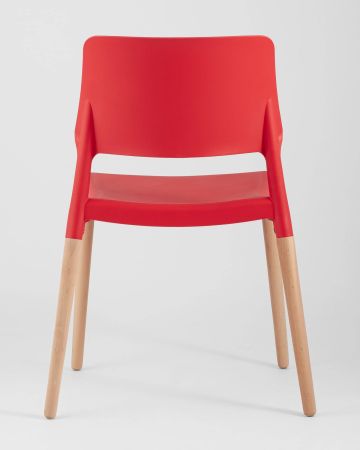Стул BISTRO красный пластик ножки из дерева