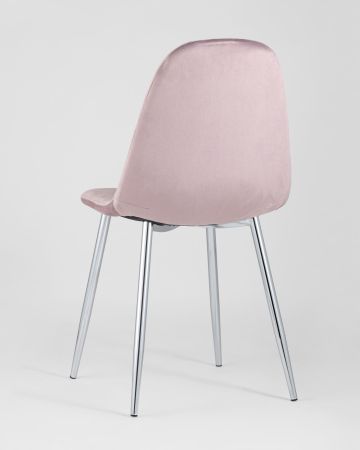 Стул Валенсия велюр розовый хромированные ножки