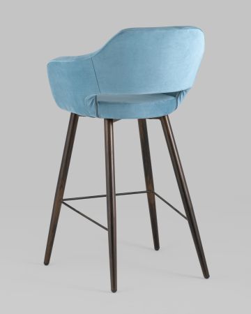 Стул барный Саймон велюр пыльно-голубой