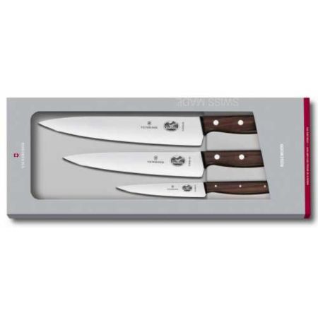 Набор универсальных ножей Victorinox 12/19/22 см, деревянная ручка, ручка розовое дерево