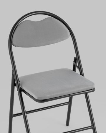 Стул складной Hagen велюр серый каркас черный