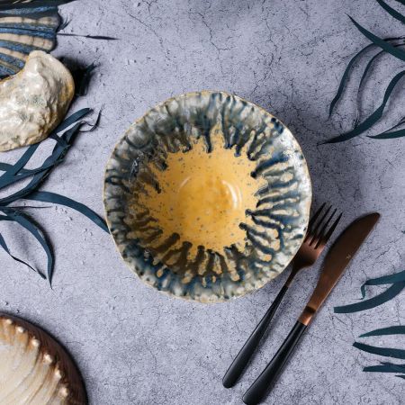 Салатник 925 мл d 19 см h9 см Dark Northern Blue Brown Flower Frutti di Mare P.L. [1]