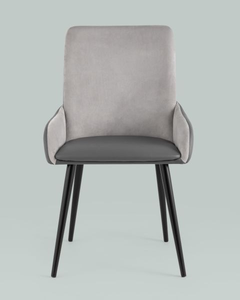 Стул Мюнхен экокожа серая велюр серый