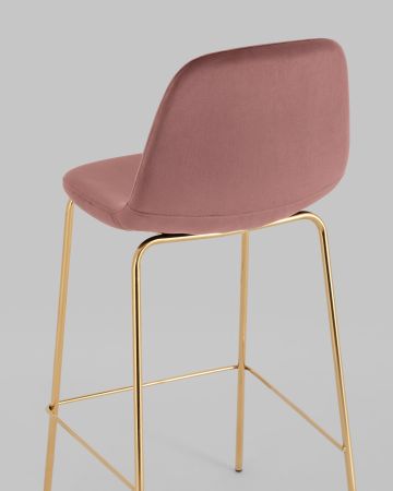 Стул барный Валенсия SN велюр пыльно-розовый золотые ножки