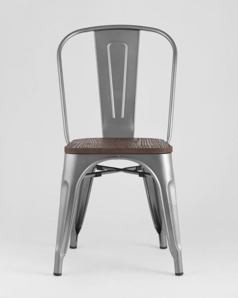 Стул TOLIX WOOD серебристый матовый