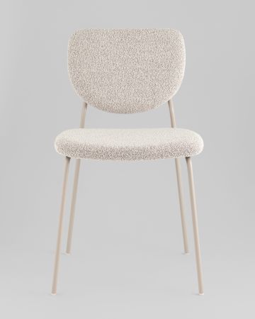 Стул обеденный Gigi серо-бежевый букле кремовые ножки