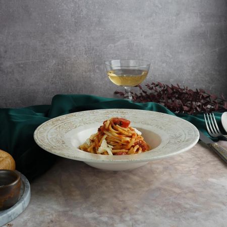 Тарелка глубокая 450 мл d 28 см h6 см прямой борт для пасты, для супа Antico By Bone [6]