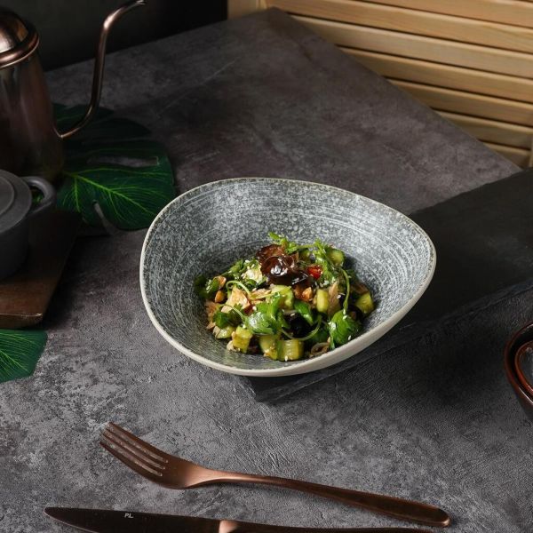 Салатник 640 мл 21,2*19,3 см h6,9 см глазурь Wave Up Glossy Stone Untouched Taiga P.L. [1]