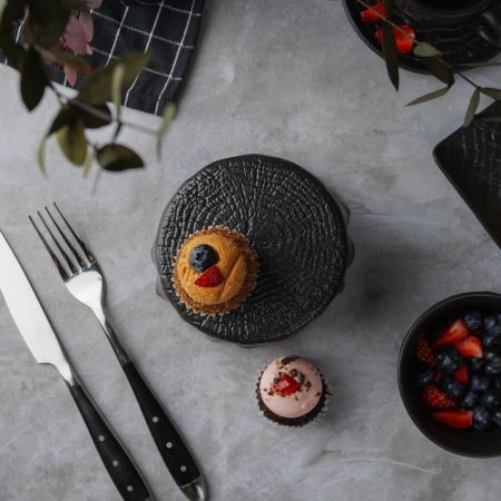 Блюдо круглое для подачи d 12 см h7 см Black Raw Wood P.L. Proff Cuisine [6]