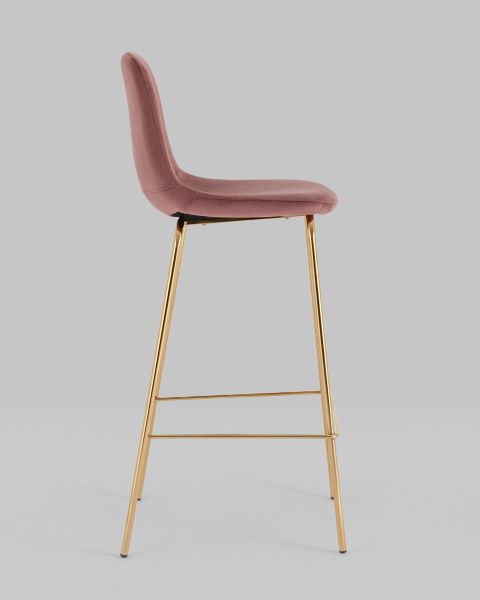 Стул барный Валенсия SN велюр пыльно-розовый золотые ножки