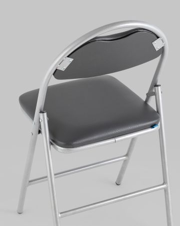 Стул складной Hagen экокожа серый каркас металлик