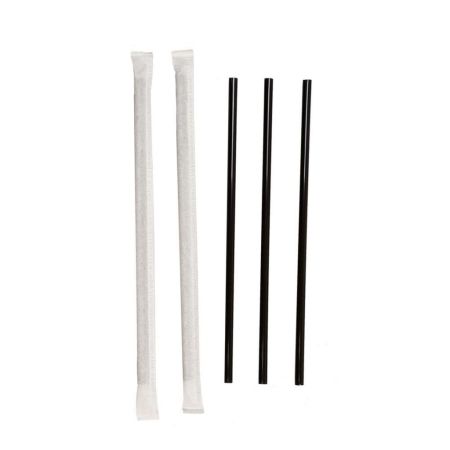 Трубочки 0,5*21 см со сгибом в инд. упаковке 250 шт черные пластик P.L.