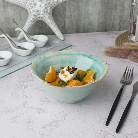 Салатник 450 мл 17*16,5 см h7,5 см Sea Blue Flower Frutti di Mare P.L. [1]