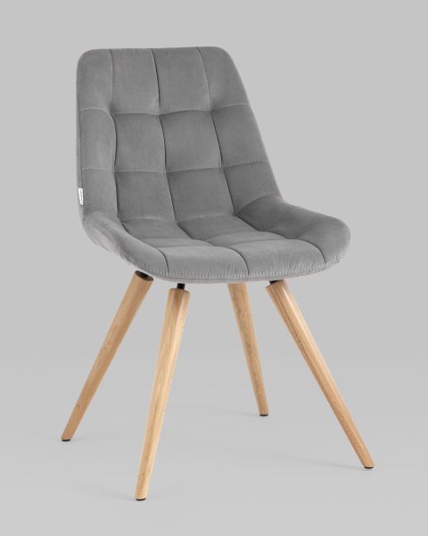Стул Флекс на деревянных ножках велюр велютто серый