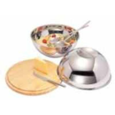 Блюдо для подачи d 30 см дерево с нерж. крышкой салатником h14 см P.L. Proff Cuisine