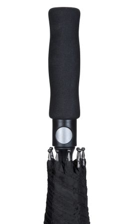 Зонт-трость противоштормовой полуавтомат черный, нейлон