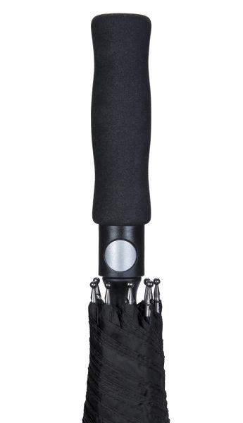 Зонт-трость противоштормовой полуавтомат черный, нейлон