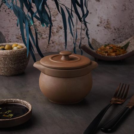 Горшок бульонница 500 мл d 11 см h8 см с крышкой Brown Matt White New Taiga P.L. [4]