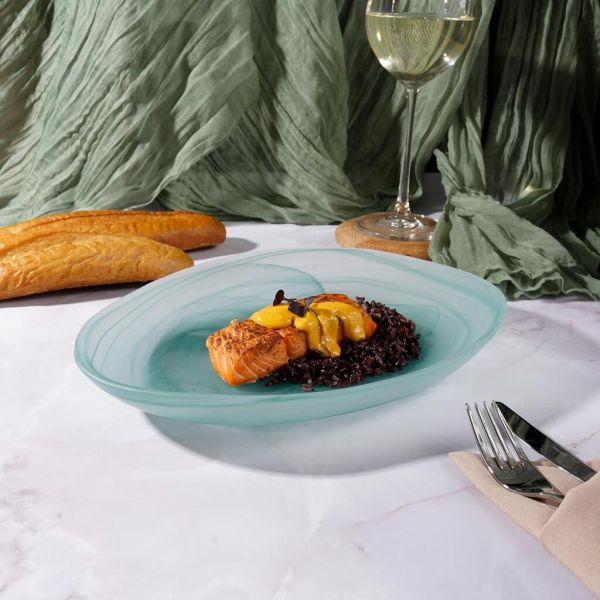 Салатник 800 мл 28*21 см h4,4 см овальный Green Sky матовое стекло P.L. Proff Cuisine [6]