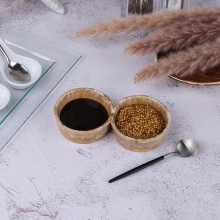 Соусник 130*130 мл двойной 15,7*7,8 см h3 см круглый керамика Light Brown Frutti di Mare P.L. [1]