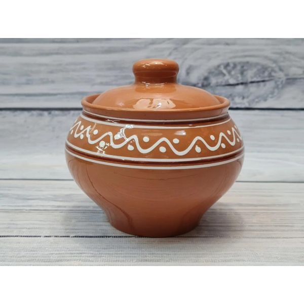 Горшочек 300 мл d 11/9,1 см h10 см с крышкой "Псковский" керамика ПГ [1]