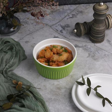 Салатник соусник для подачи 400 мл d 12 см h5,5 см круглый зеленый Рамекин фарфор P.L. [6]